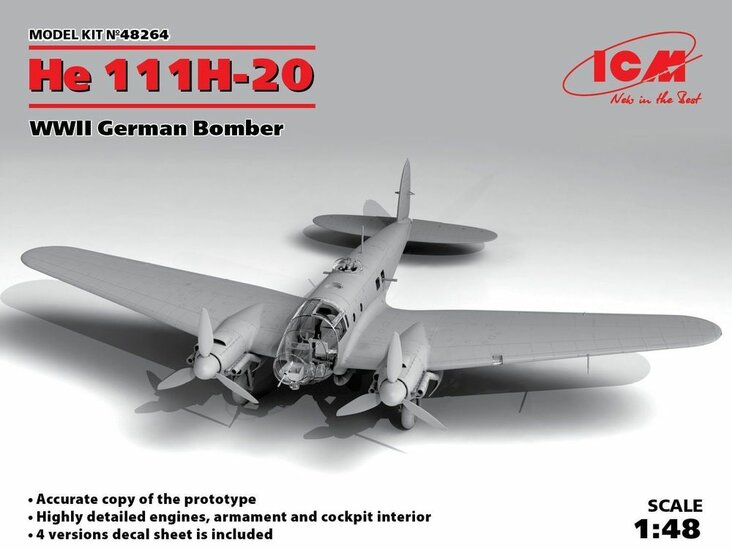 ICM 48264 He 111H-20, WWII German Bomber Bouwpakket Schaal 1:48