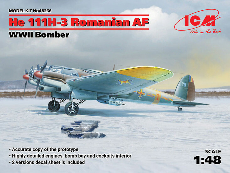 ICM 48266 He 111H-3 Romanian AF, WWII Bomber Bouwpakket Schaal 1:48