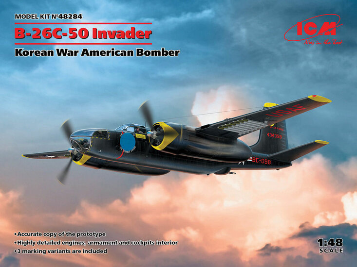ICM 48284 B-26-50 Invader, Korean War American Bomber Bouwpakket Schaal 1:48