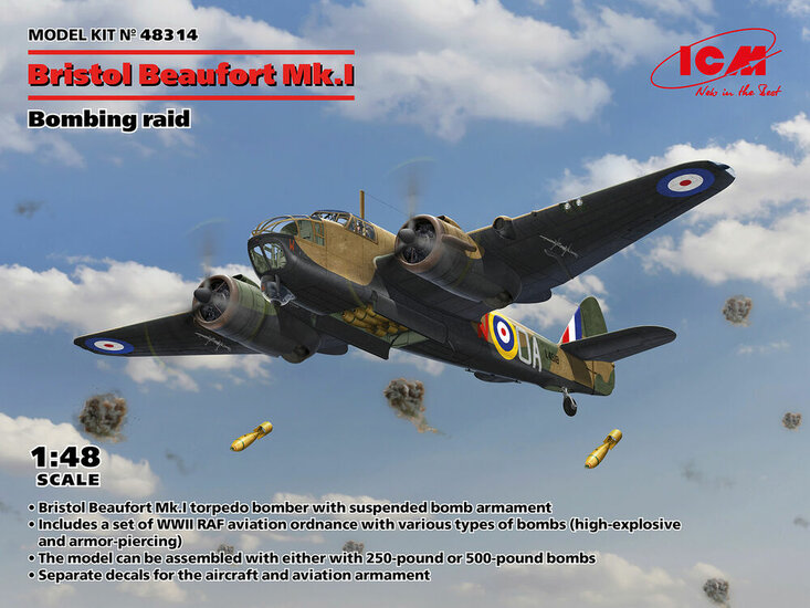 ICM 48314 Bristol Beaufort Mk.I. Bombing raid Bouwpakket Schaal 1:48