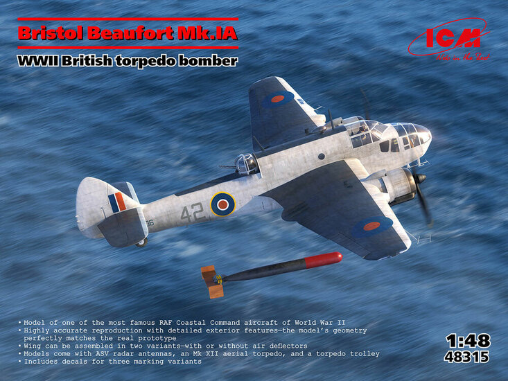 ICM 48315 Bristol Beaufort Mk.IA, WWII British torpedo bomber Schaal 1:48