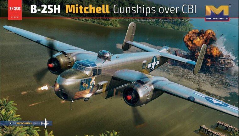 HongKong Model HKM01E037 B-25H Mitchell Gunship Over CBI Bouwpakket Schaal 1:32