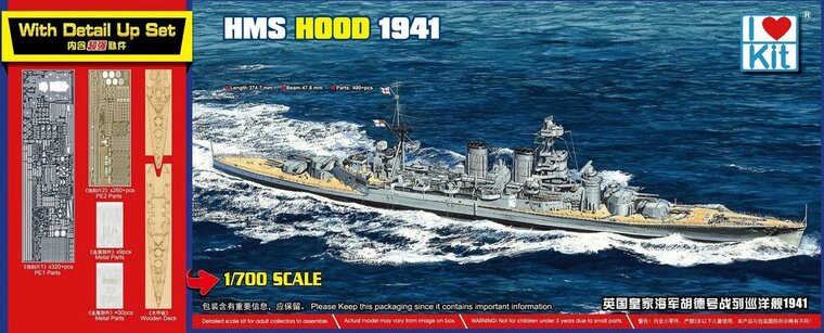 I LOVE KIT 65703 Top Grade HMS HOOD 1941 Bouwpakket Schaal 1:700