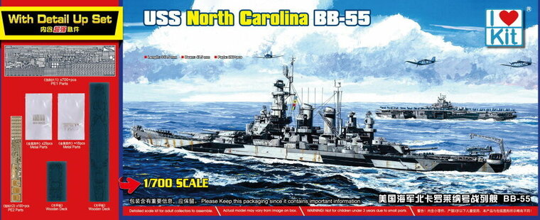 I LOVE KIT 65704 Top Grade North Carolina BB-55 Bouwpakket Schaal 1:700