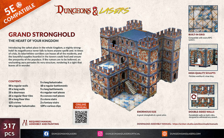 Archon Studio DNL0054 Dungeons &amp; Lasers Starter Set: GRAND STRONGHOLD