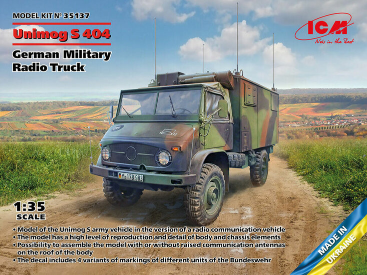 ICM 35137 Unimog S 404, German Military Radio Truck Modellbausatz Ma&szlig;stab 1:35