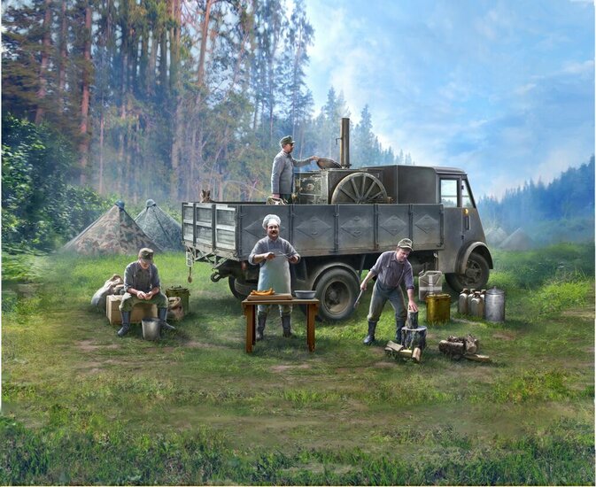 ICM 35421 AHN &#039;Gulaschkanone&#039; with cooks Bouwpakket Schaal 1:35