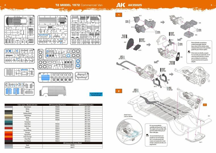 AK Interactive AK35025 T2 MODEL 1972 Commercial Van Schaal 1:35