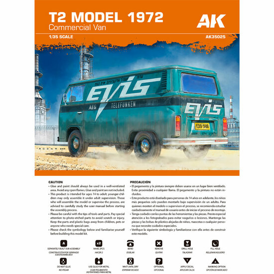 AK Interactive AK35025 T2 MODEL 1972 Commercial Van Schaal 1:35