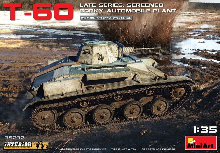 MiniArt 35232 T-60 Late Series,Screened(Gorky  Plant)  Int.Kit Schaal 1:35