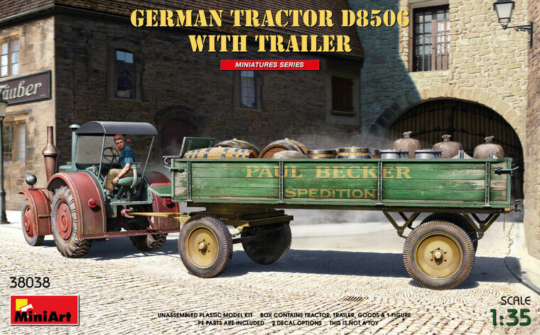 MiniArt 38038 German Tractor D8506 with Trailer Schaal 1:35