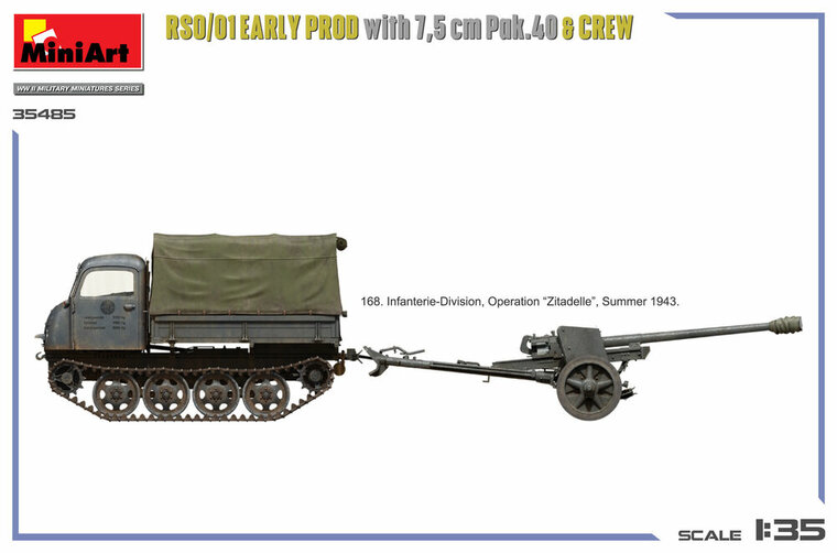 MiniArt 35485 RSO/01 Early Prod. with 7,5 cm Pak.40 &amp; Crew Schaal 1:35