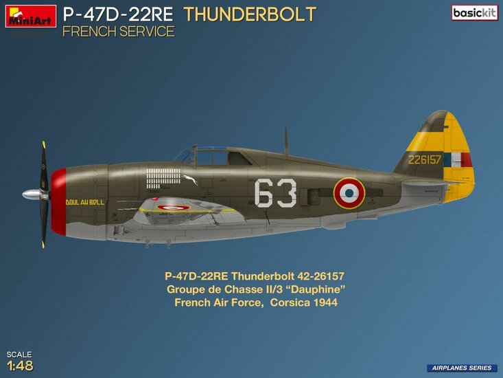 MiniArt 48047 P-47D-22RE Thunderbolt. French Service. Basic Kit Schaal 1:48