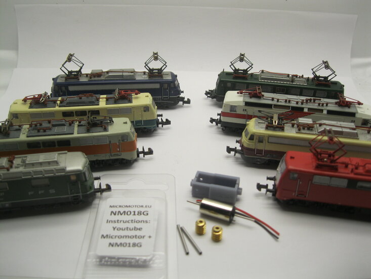 micromotor NM018G N ombouwset voor minitrix DB E10, BR 110, E40, BR 140, u.a.