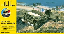 Heller 56997 STARTER KIT US 1/4 Ton Truck & Trailer Bouwpakket Schaal 1:72