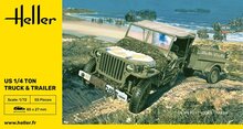Heller 79997 US 1/4 Ton Truck & Trailer Bouwpakket Schaal 1:72