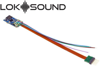 ESU 58816 LokSound 5 micro DCC/MM/SX/M4 "blank decoder", 6-pin NEM651, with Speaker 11x15mm, gauge: N, TT, H0 ESU 58816 LokSound 5 micro DCC/MM/SX/M4 "blank decoder", 6-pin NEM651, with Speaker 11x15mm, gauge: N, TT, H0