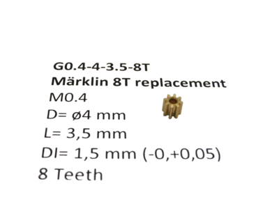 micromotor G0.4-4-3.5-8T tandwiel voor Marklin micromotor G0.4-4-3.5-8T tandwiel voor Marklin