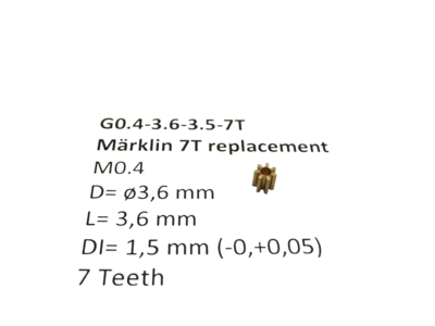 micromotor G0.4-3.6-3.5-7T tandwiel voor Marklin micromotor G0.4-3.6-3.5-7T tandwiel voor Marklin