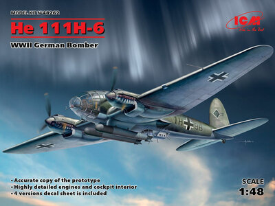 ICM 48262 He 111H-6, WWII German Bomber Bouwpakket Schaal 1:48 ICM 48262 He 111H-6, WWII German Bomber Bouwpakket Schaal 1:48