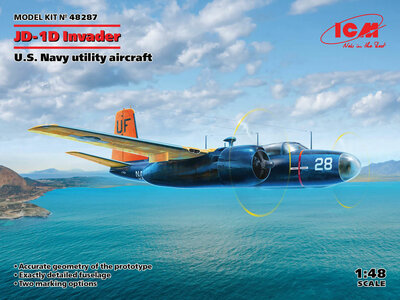 ICM 48287 Jig Dog JD-1D Invader U.S. Navy utility aircraft Bouwpakket Schaal 1:48 ICM 48287 Jig Dog JD-1D Invader U.S. Navy utility aircraft Bouwpakket Schaal 1:48