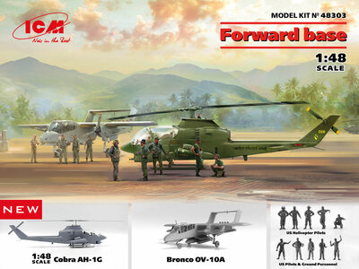 ICM 48303 Forward base Cobra AH-1G+Bronco OV-10A w.US Pilots&Ground Person a. HelicoPilots Bouwpakket Schaal 1:48 ICM 48303 Forward base Cobra AH-1G+Bronco OV-10A w.US Pilots&Ground Person a. HelicoPilots Bouwpakket Schaal 1:48