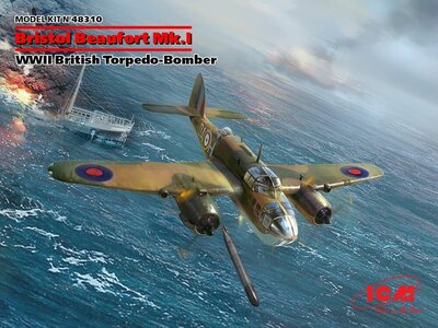 ICM 48310 Bristol Beaufort Mk.I, WWII British Torpedo Bomber Bouwpakket Schaal 1:48 ICM 48310 Bristol Beaufort Mk.I, WWII British Torpedo Bomber Bouwpakket Schaal 1:48