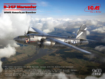 ICM 48325 B-26F Marauder, WWII American Bomber Bouwpakket Schaal 1:48 ICM 48325 B-26F Marauder, WWII American Bomber Bouwpakket Schaal 1:48
