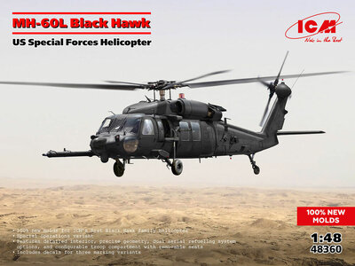 ICM 48360 MH-60L Black Hawk, US Special Forces Helicopter (100% new molds) Bouwpakket Schaal 1:48 ICM 48360 MH-60L Black Hawk, US Special Forces Helicopter (100% new molds) Bouwpakket Schaal 1:48
