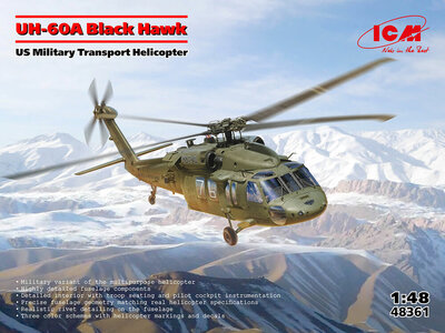 ICM 48361 UH-60A Black Hawk, US Military Transport Helicopter Bouwpakket Schaal 1:48 ICM 48361 UH-60A Black Hawk, US Military Transport Helicopter Bouwpakket Schaal 1:48