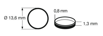 fleischmann 648004 Traction tyre 1 (pcs/stuks/Stück) H0. Outer diameter 13,6 mm, width 1,3 mm.