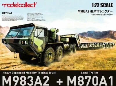 Modelcollect UA72361 USA M983A2 HEMTT Tractor & M870A1 Semi-trailer Modellbausatz Maßstab 1:72