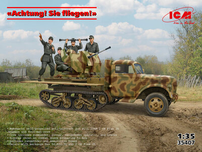 ICM 35407 Achtung! Sie fliegen! (Sd.Kfz.3b with 2 cm Flak 38 and crew) Schaal 1:35