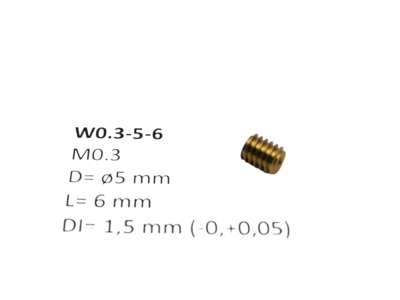W0.3-5-6 M0.3 D=ø5 L=6 DI=1.5 mm wormwiel