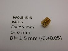 micromotor W0.5-5-6 wormwiel M0.5 D=o5 L=6 DI=1.5 mm