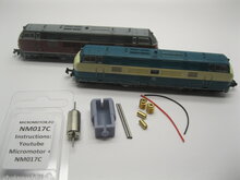 micromotor nm017c ombouwkit voor Minitrix 2061, 2079, 2161, 2942-2943, 11109-11110, 11120-11121, 120